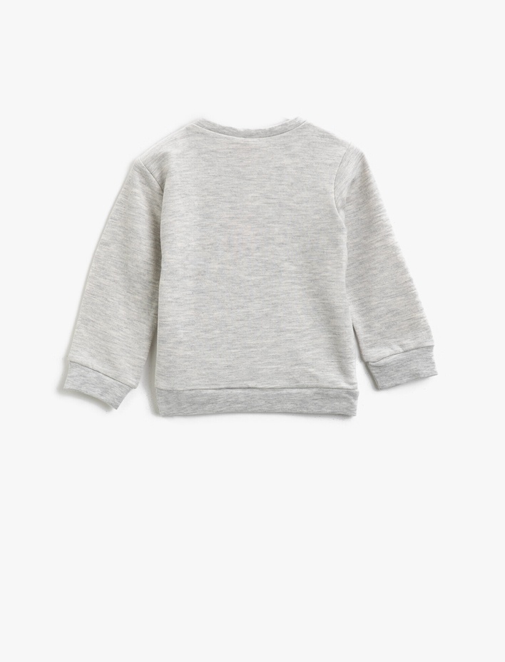 Erkek Bebek Pamuklu Yazılı Baskılı Bisiklet Yaka Uzun Kollu Sweatshirt