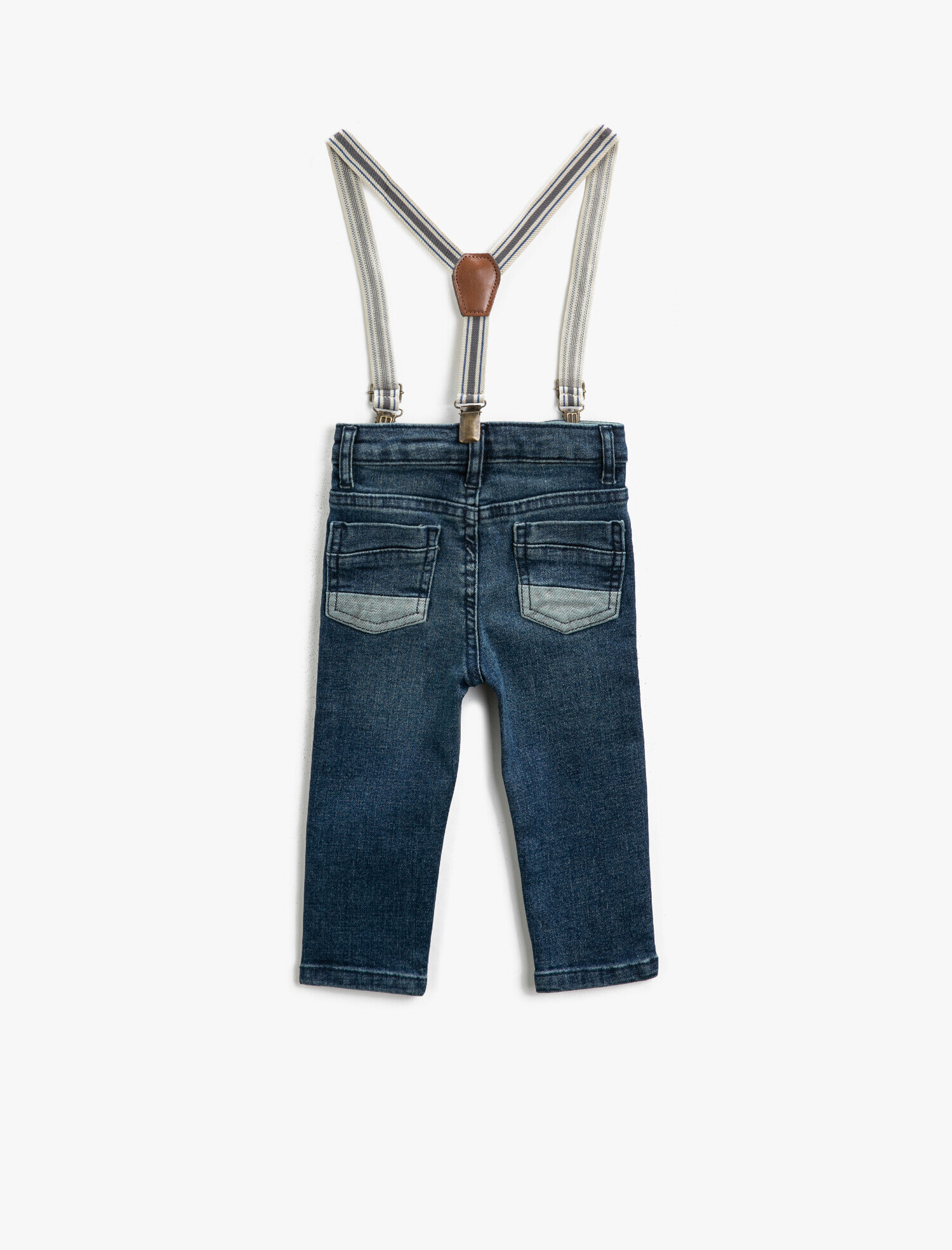  Erkek Bebek Kot Pantolon Slim Fit Rahat Kesim Askılı Cepli Pamuklu