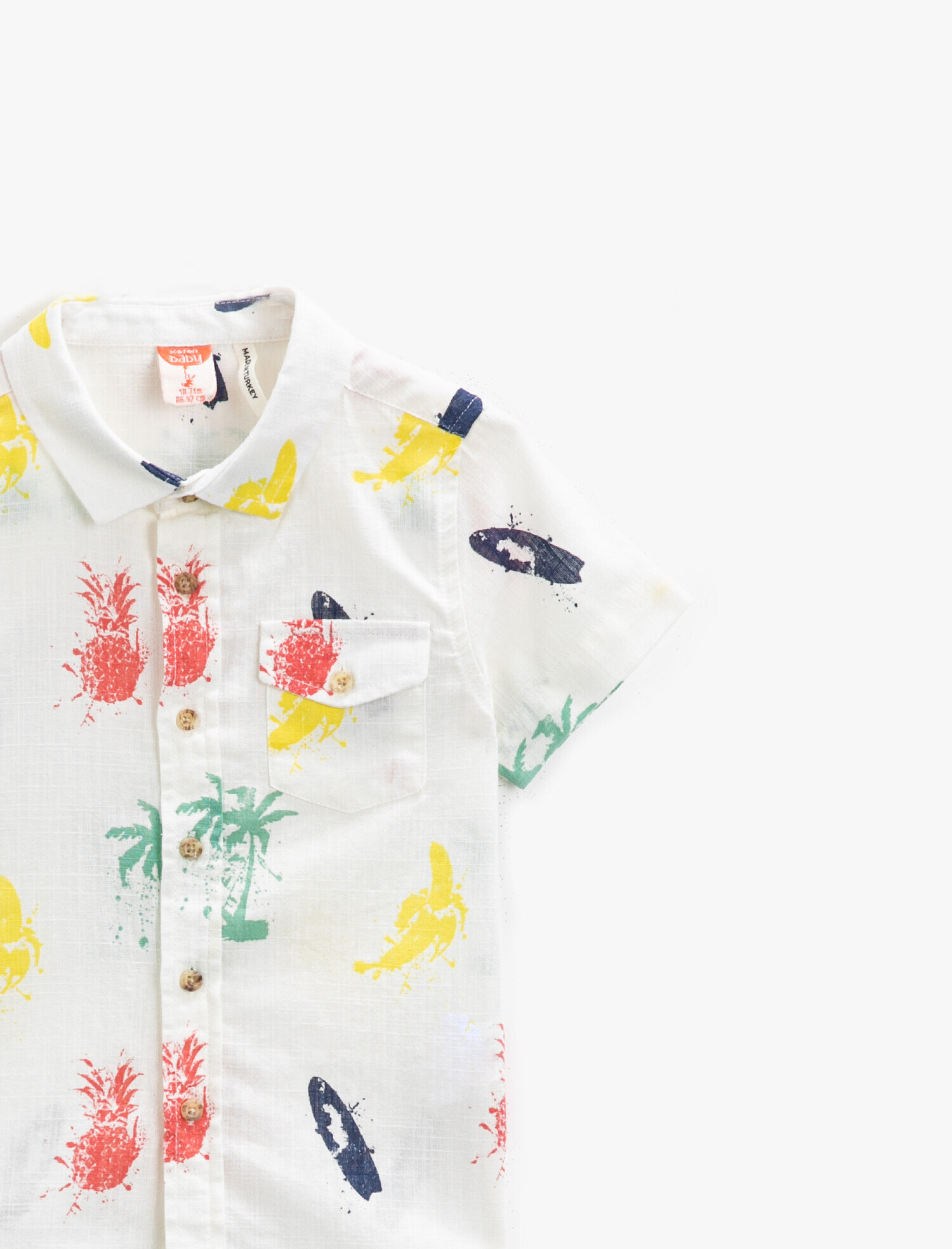  Erkek Bebek Kısa Kollu Gömlek Baskılı