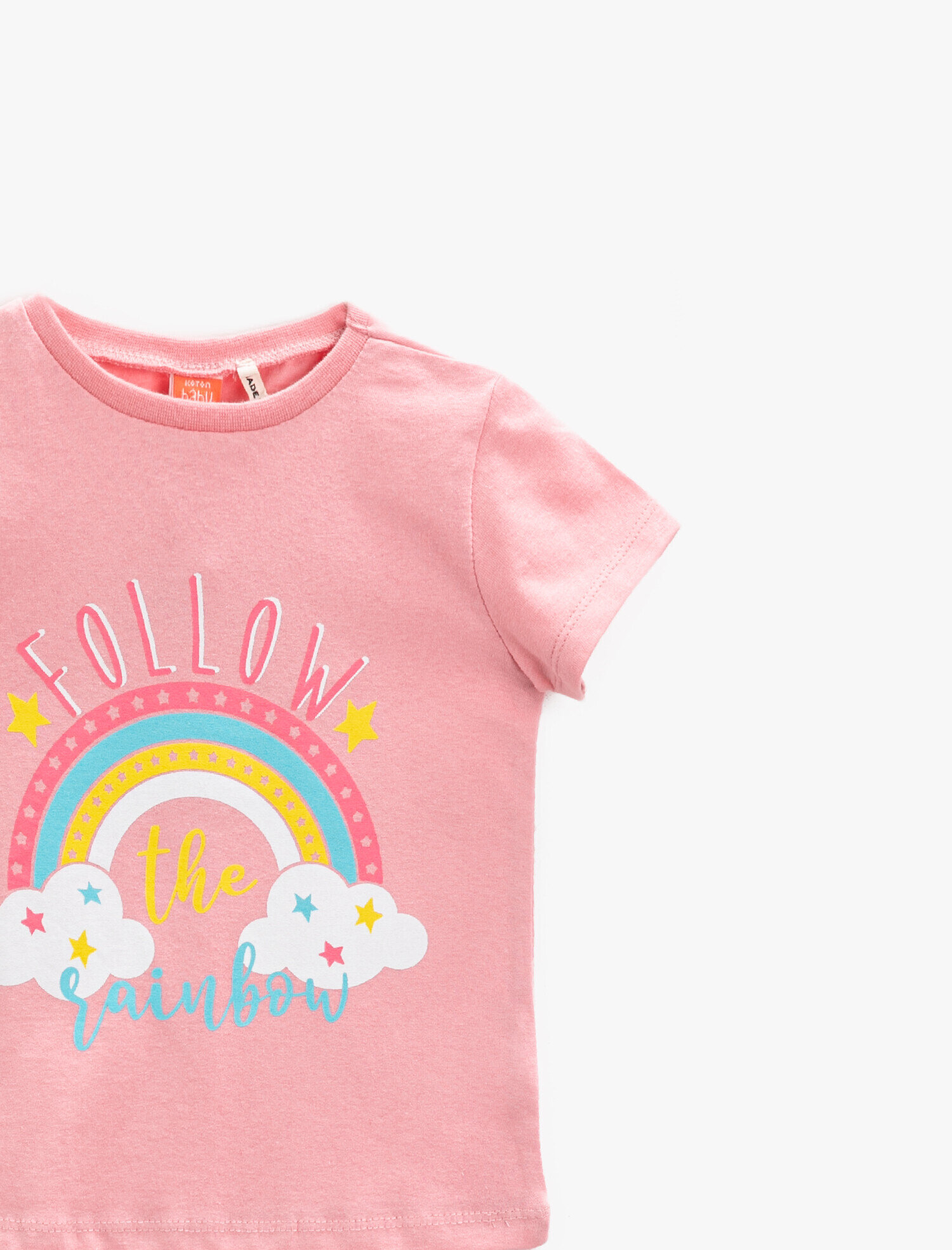  Kız Bebek Baskılı Tişört Pamuklu Kısa Kollu Bisiklet Yaka