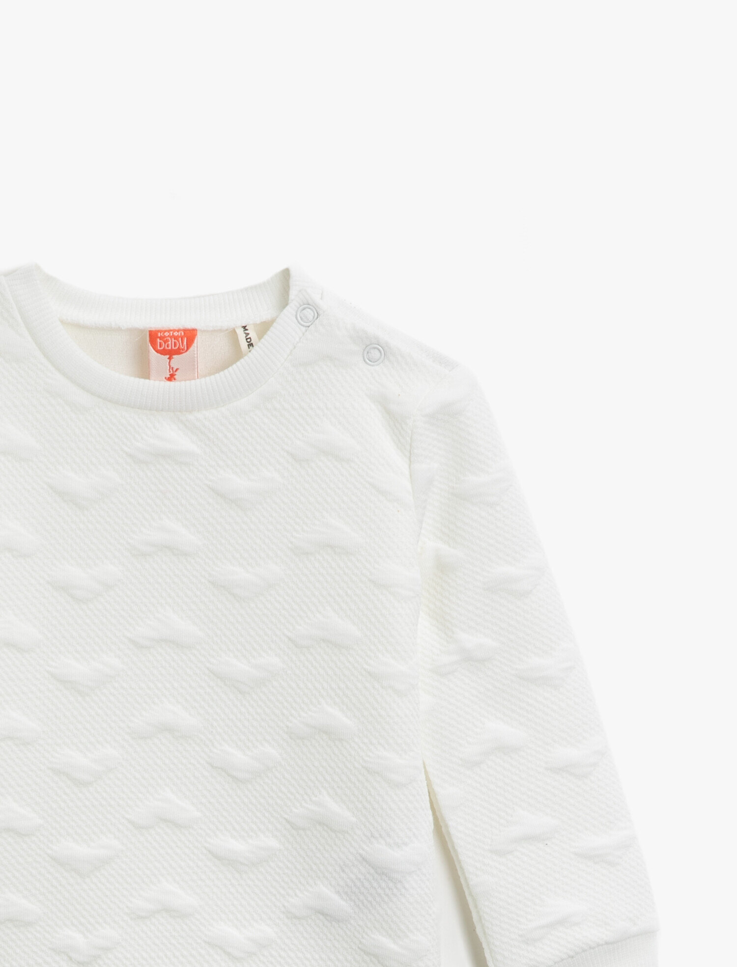 Kız Bebek Bisiklet Yaka Kalp Desenli Uzun Kollu Sweatshirt