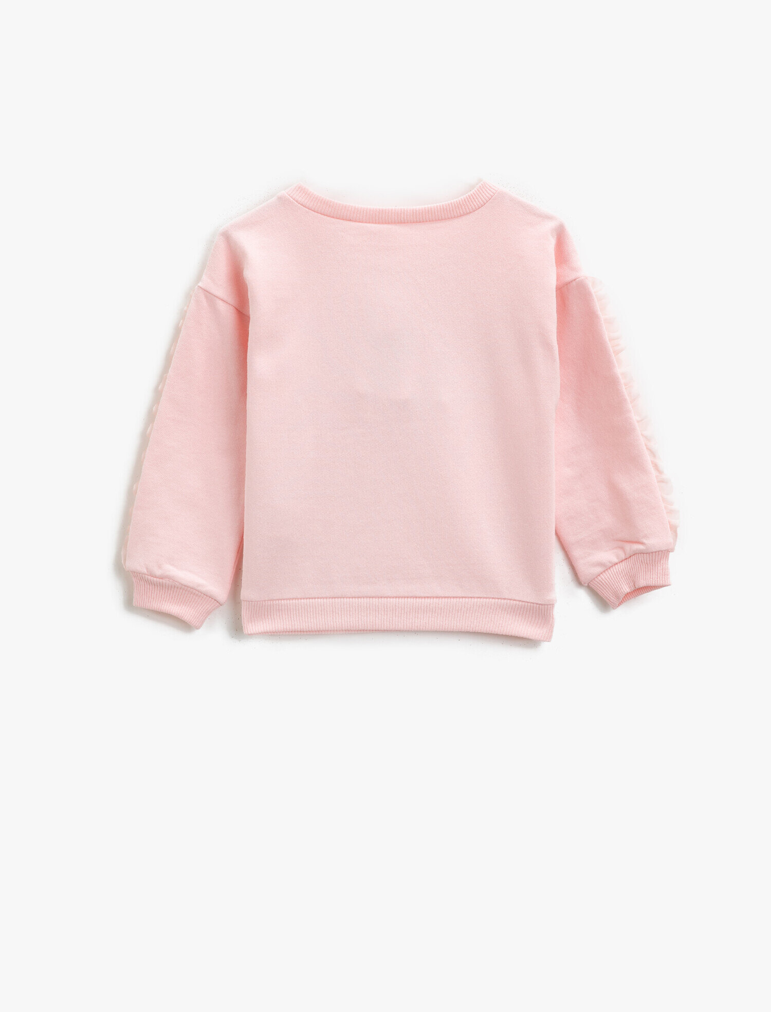 Kız Bebek Fırfırlı Pamuklu Baskılı Bisiklet Yaka Uzun Kollu Sweatshirt