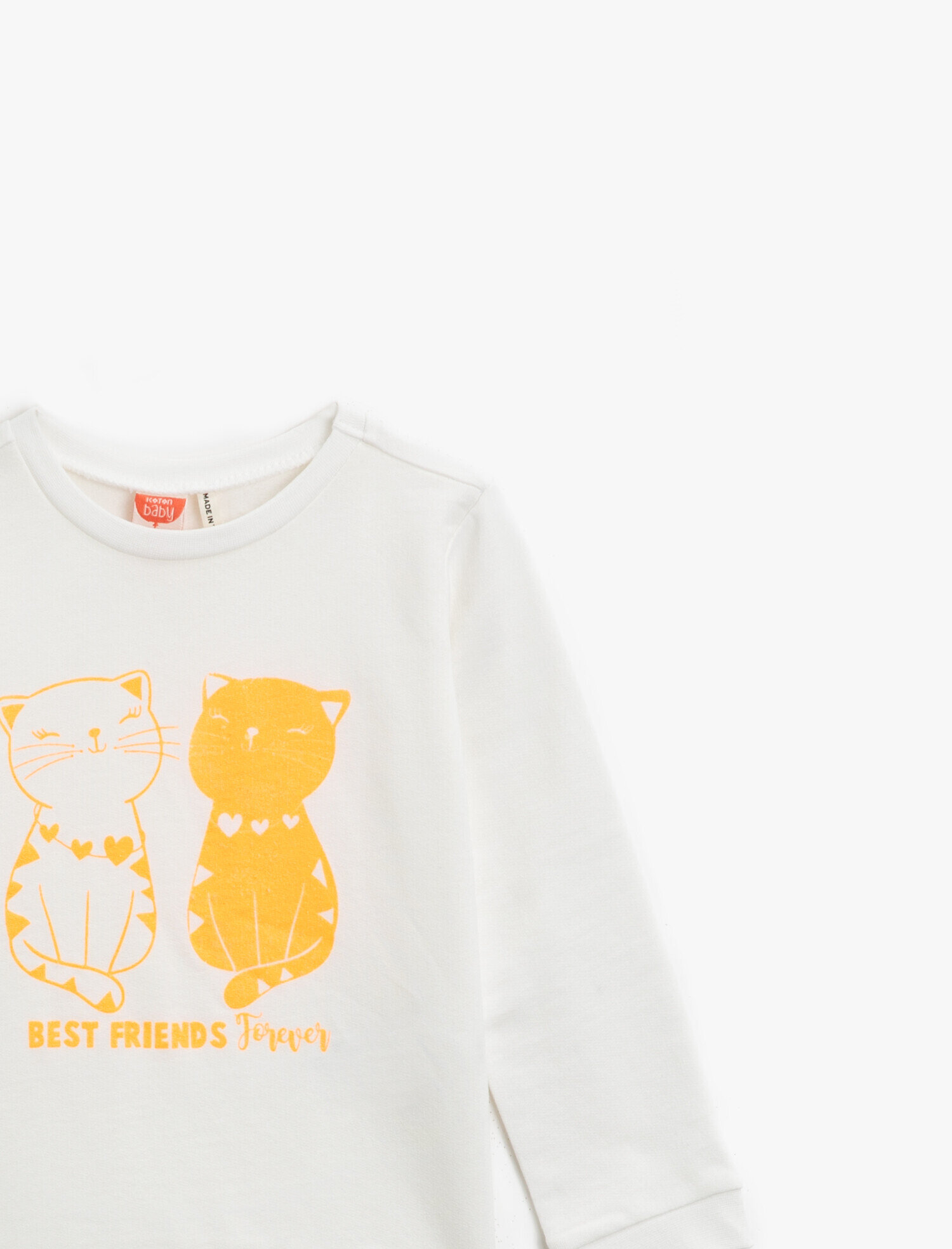  Kız Bebek Pamuklu Simli Baskılı Uzun Kollu Bisiklet Yaka Sweatshirt