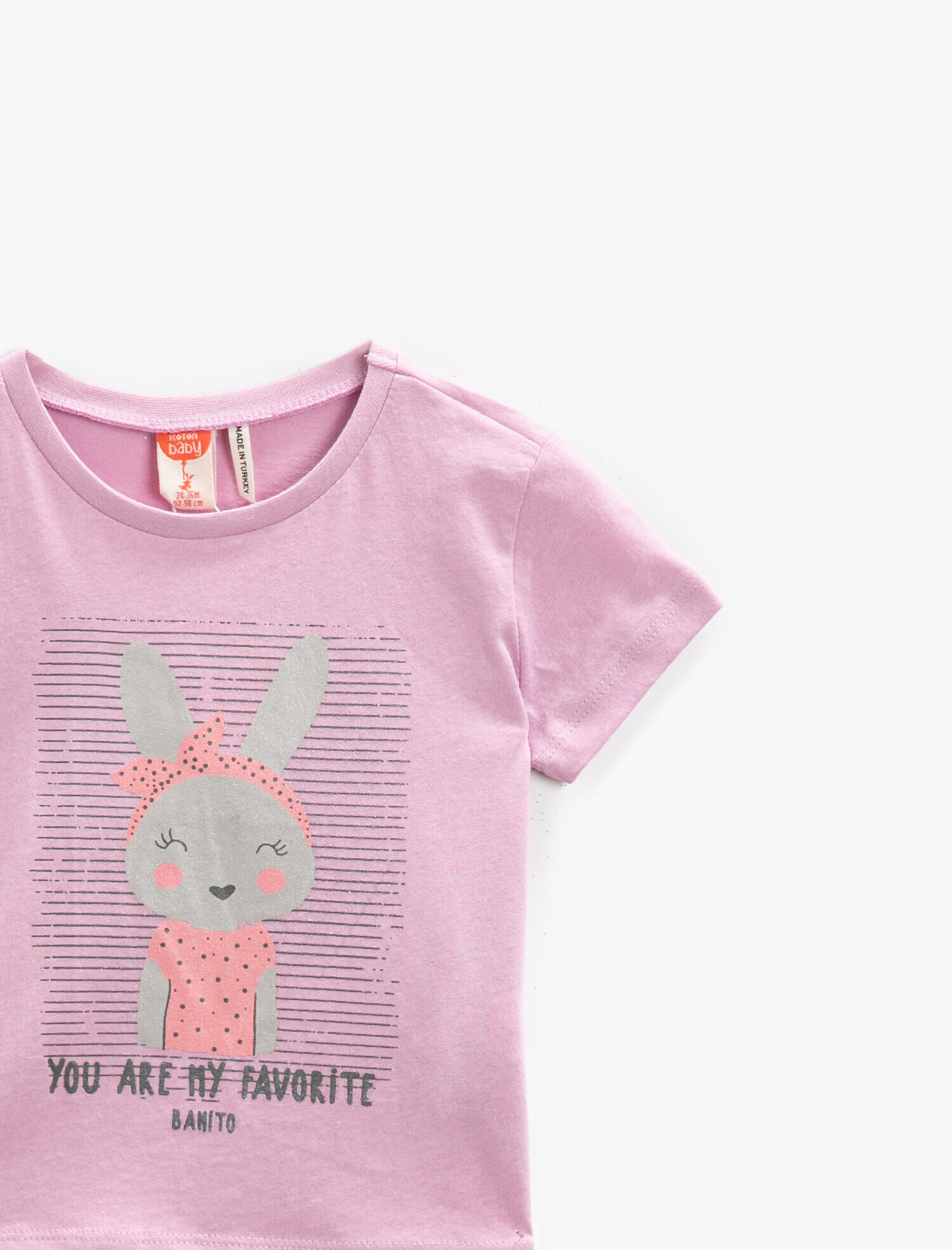  Kız Bebek Baskılı Tişört Kısa Kollu Pamuklu