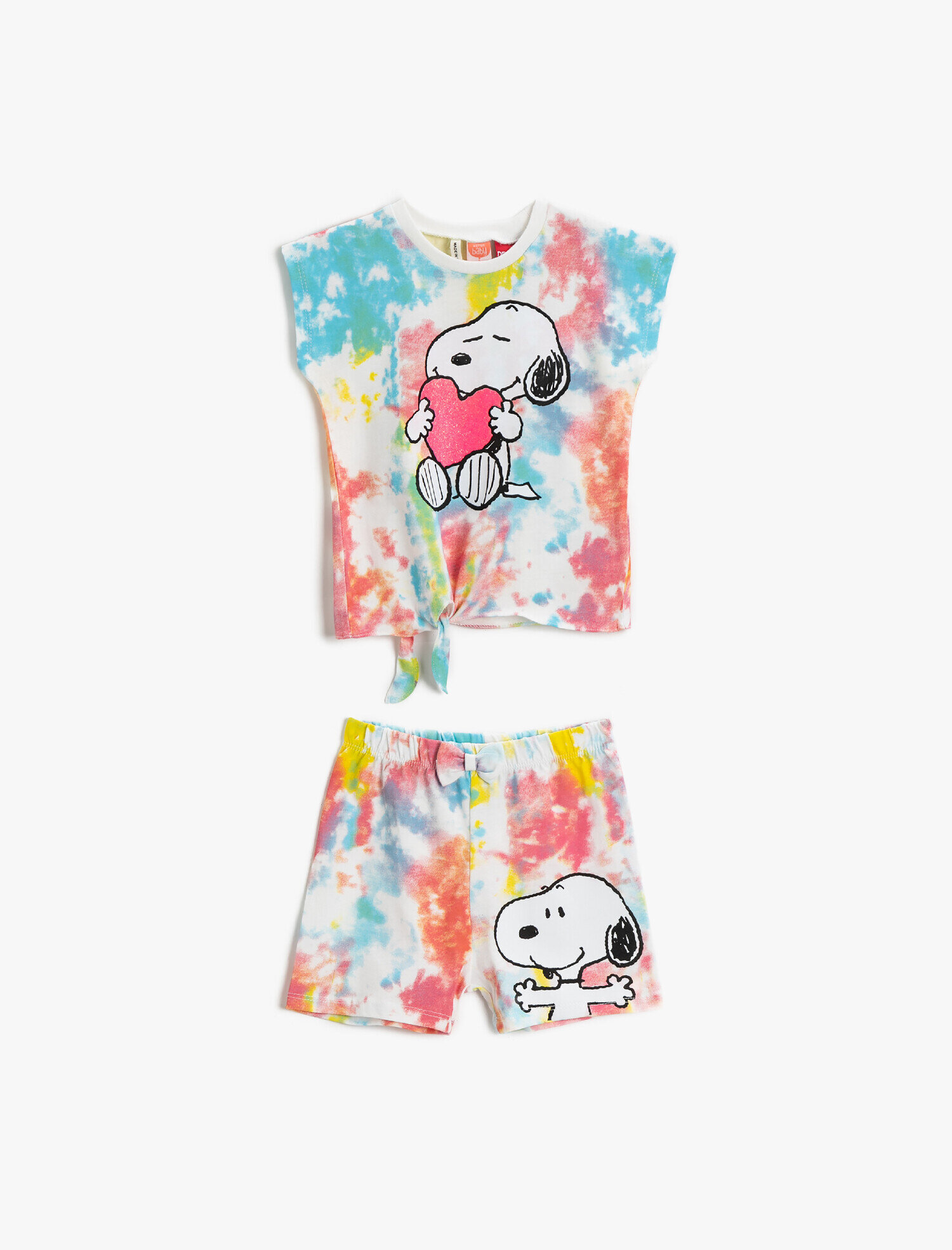  Kız Bebek Snoopy Şort Lisanslı Baskılı Pamuklu Çok Renkli