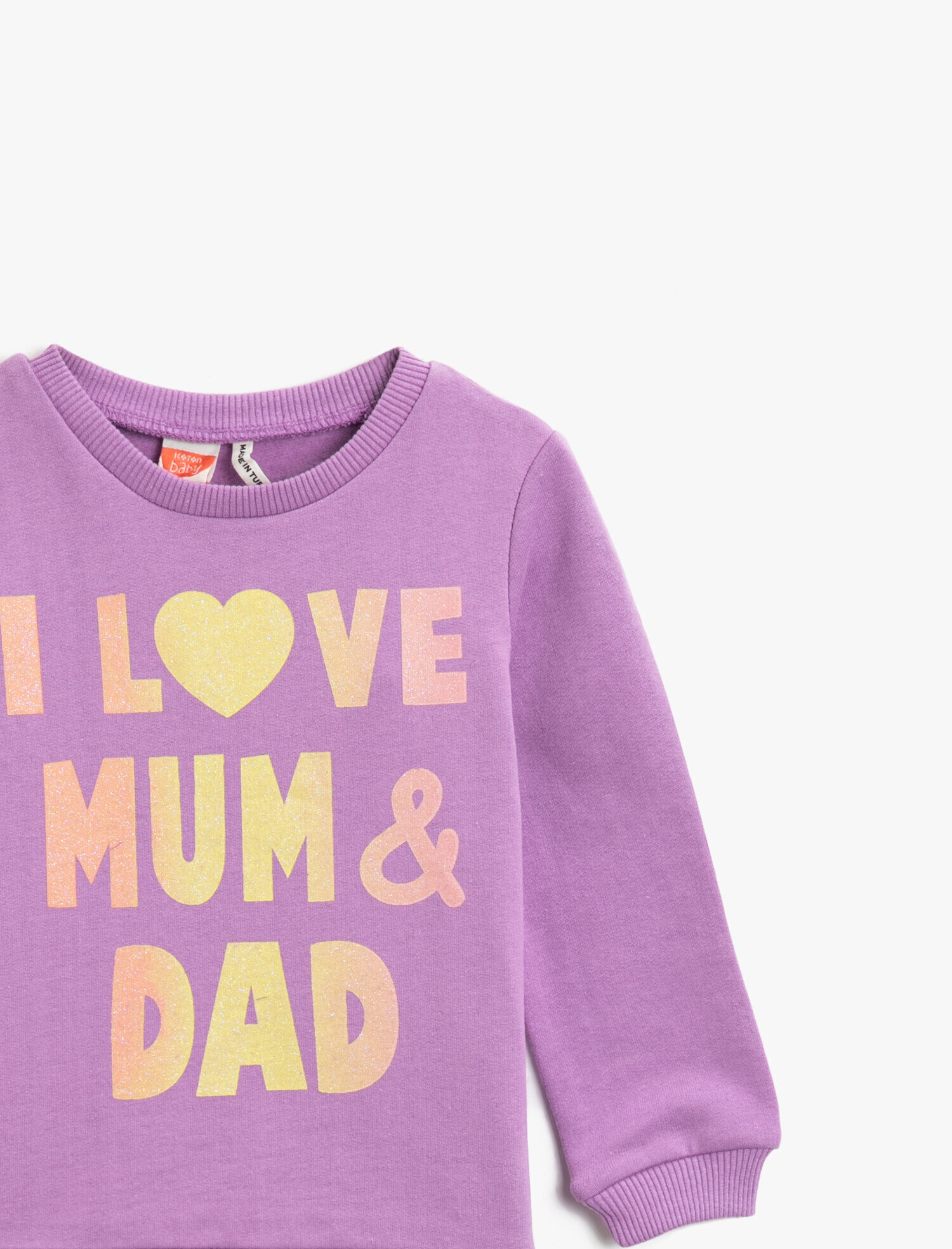  Kız Bebek Yazılı Baskılı Pamuklu Bisiklet Yaka Uzun Kollu Sweatshirt