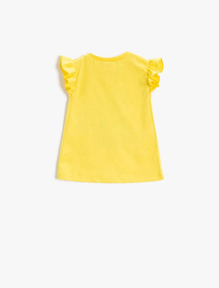 Kız Bebek Fırfırlı Baskılı Atlet Pamuklu