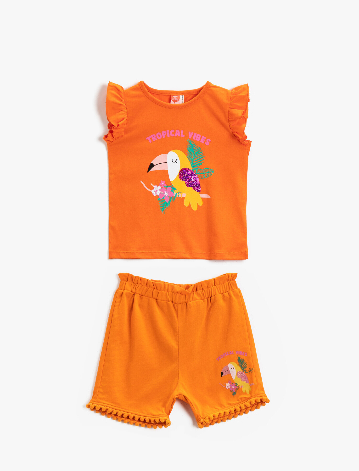  Kız Bebek Kuş Baskılı Şort Pamuklu