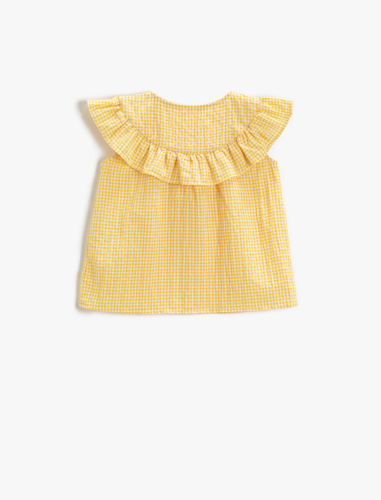  Kız Bebek Kareli Gömlek Çiçekli Fırfırlı Pamuklu