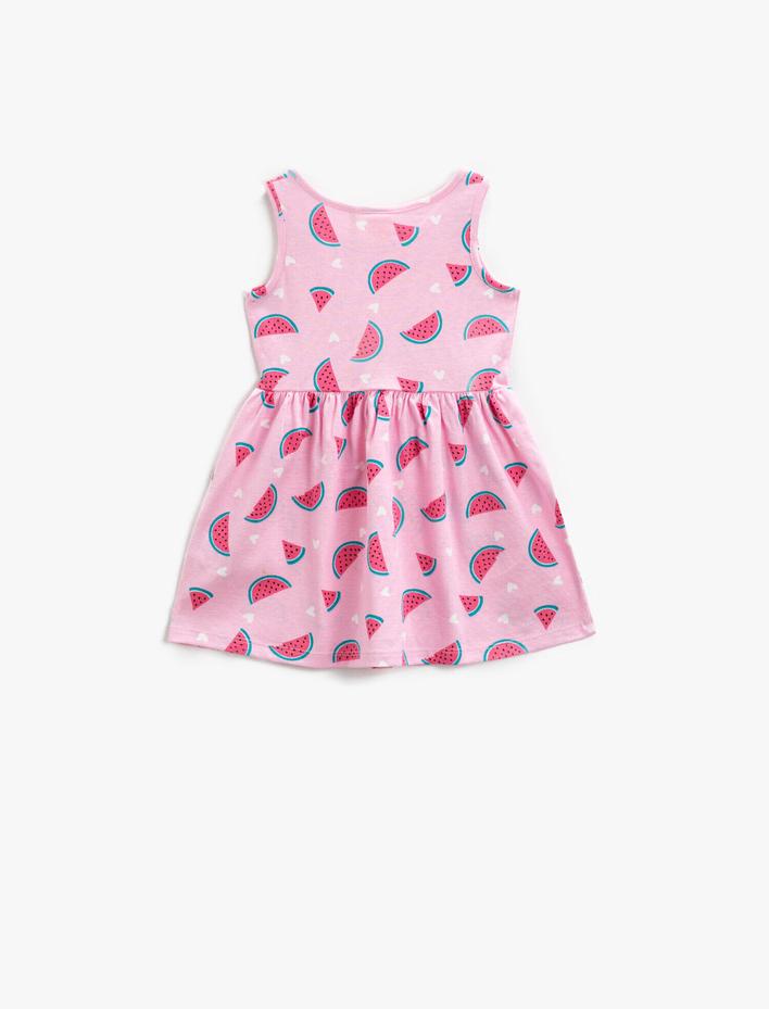 Kız Bebek Kolsuz Elbise Baskılı Pamuklu