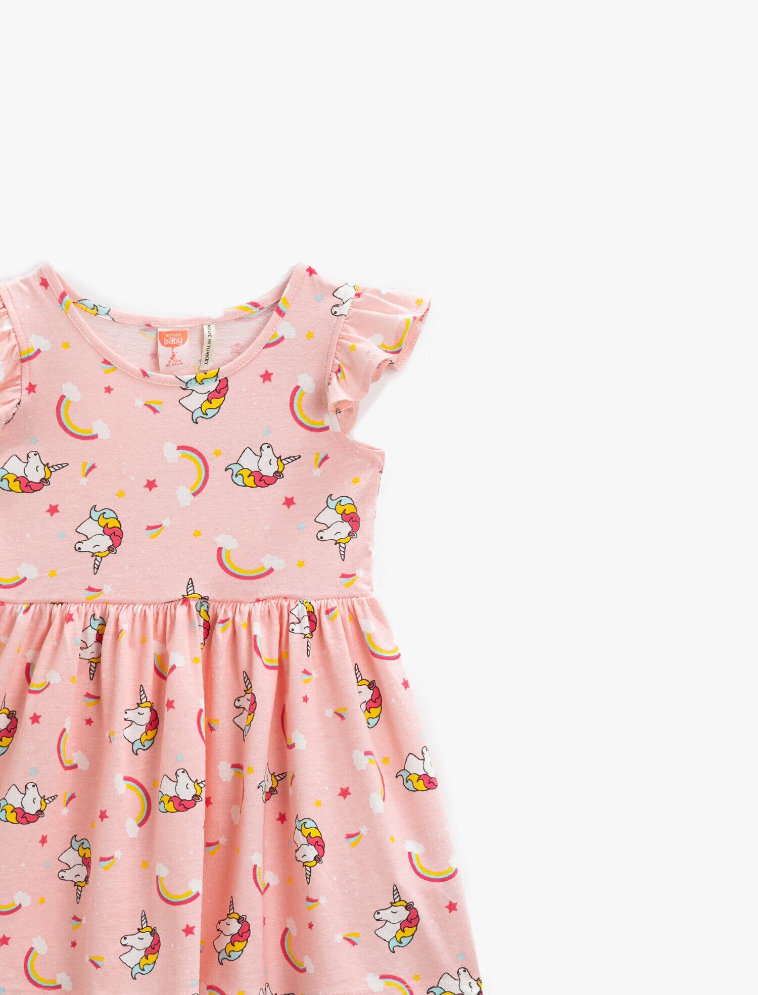  Kız Bebek Unicorn Elbise Baskılı Fırfırlı