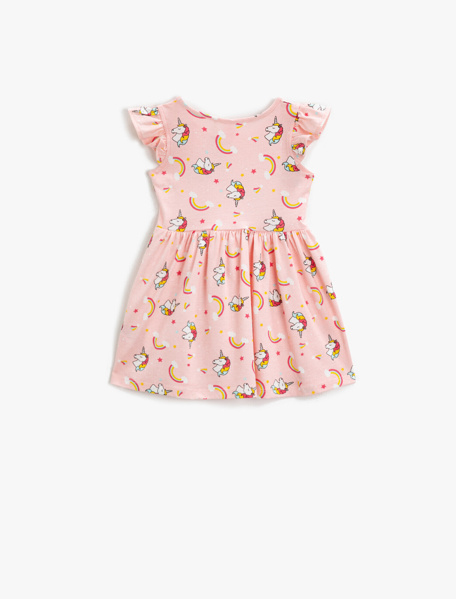  Kız Bebek Unicorn Elbise Baskılı Fırfırlı