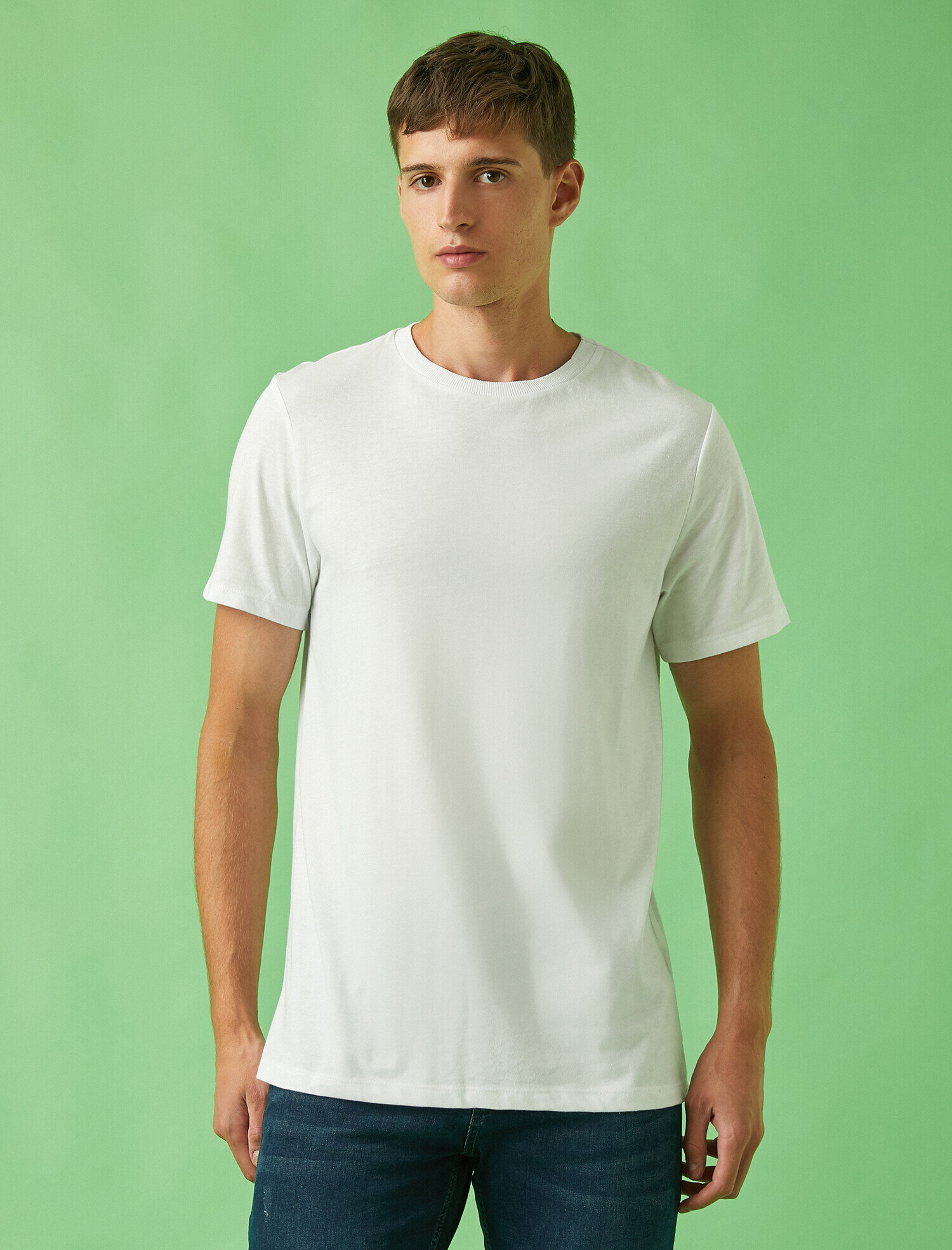   Bisiklet Yaka Tişört Pamuklu