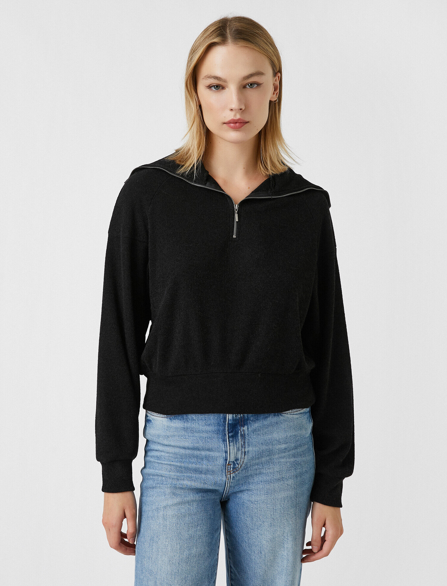 Fitilli Fermuarlı Kazak