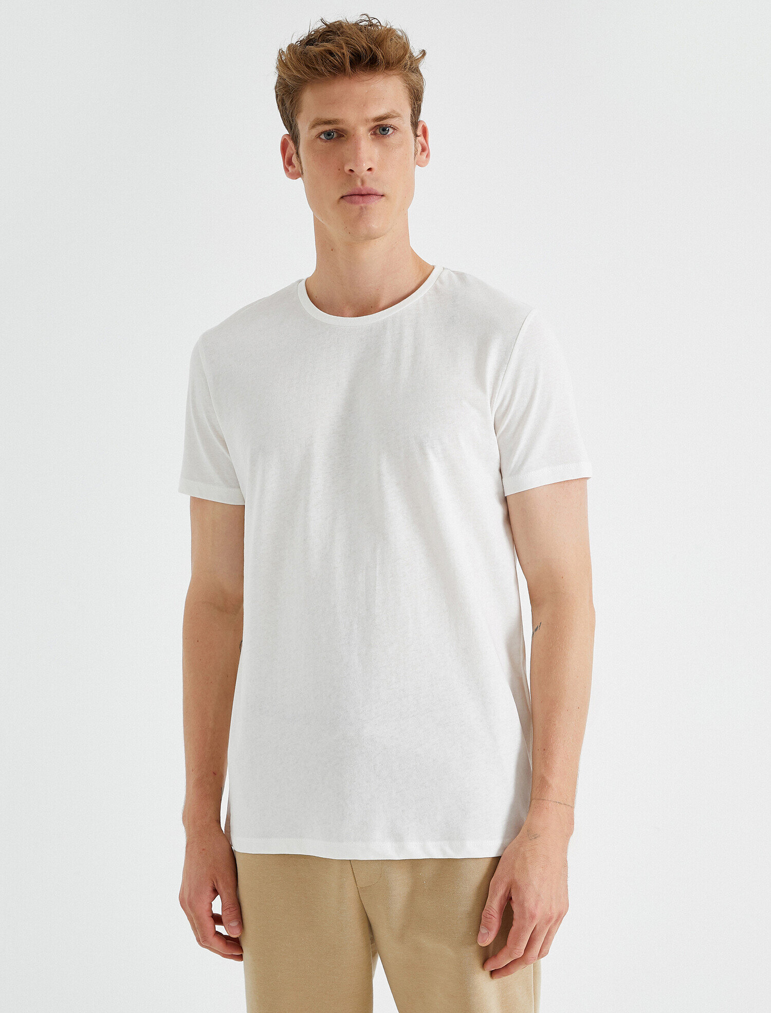   Bisiklet Yaka Tişört Pamuklu