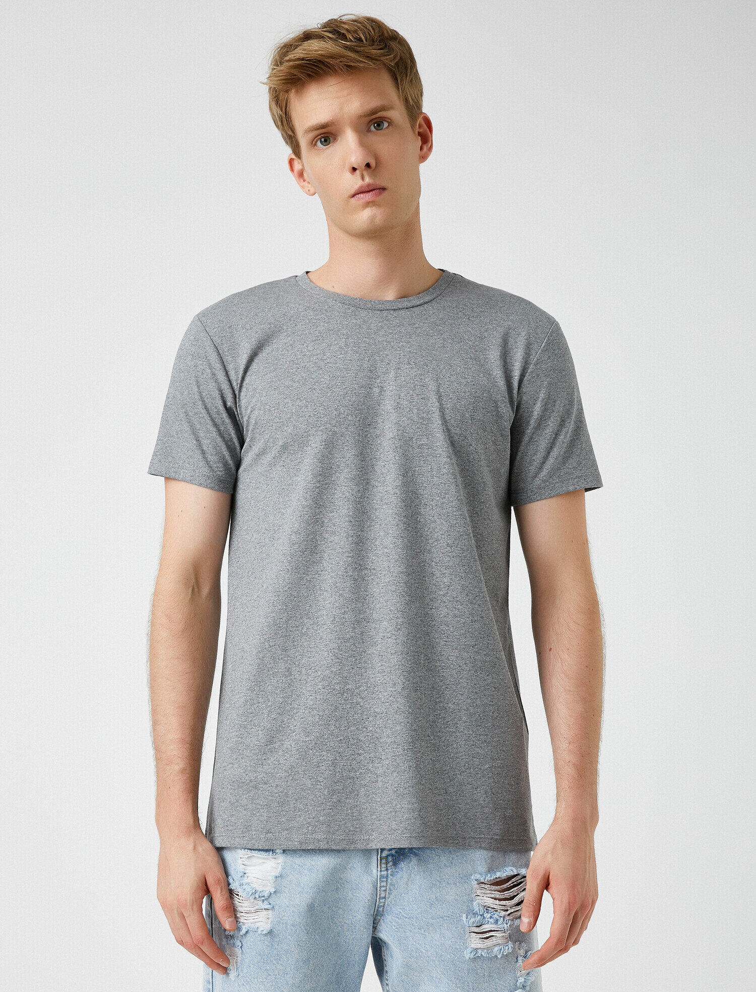   Bisiklet Yaka Tişört Pamuklu