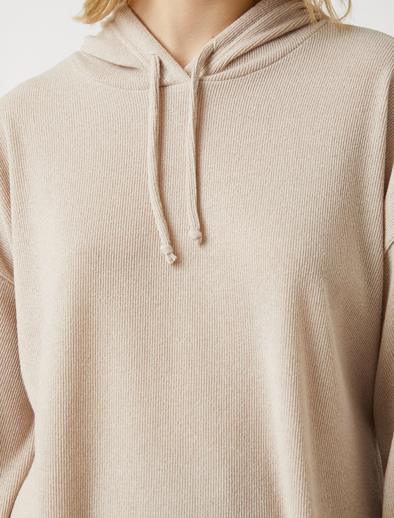 Kapüşonlu Fitilli Sweatshirt