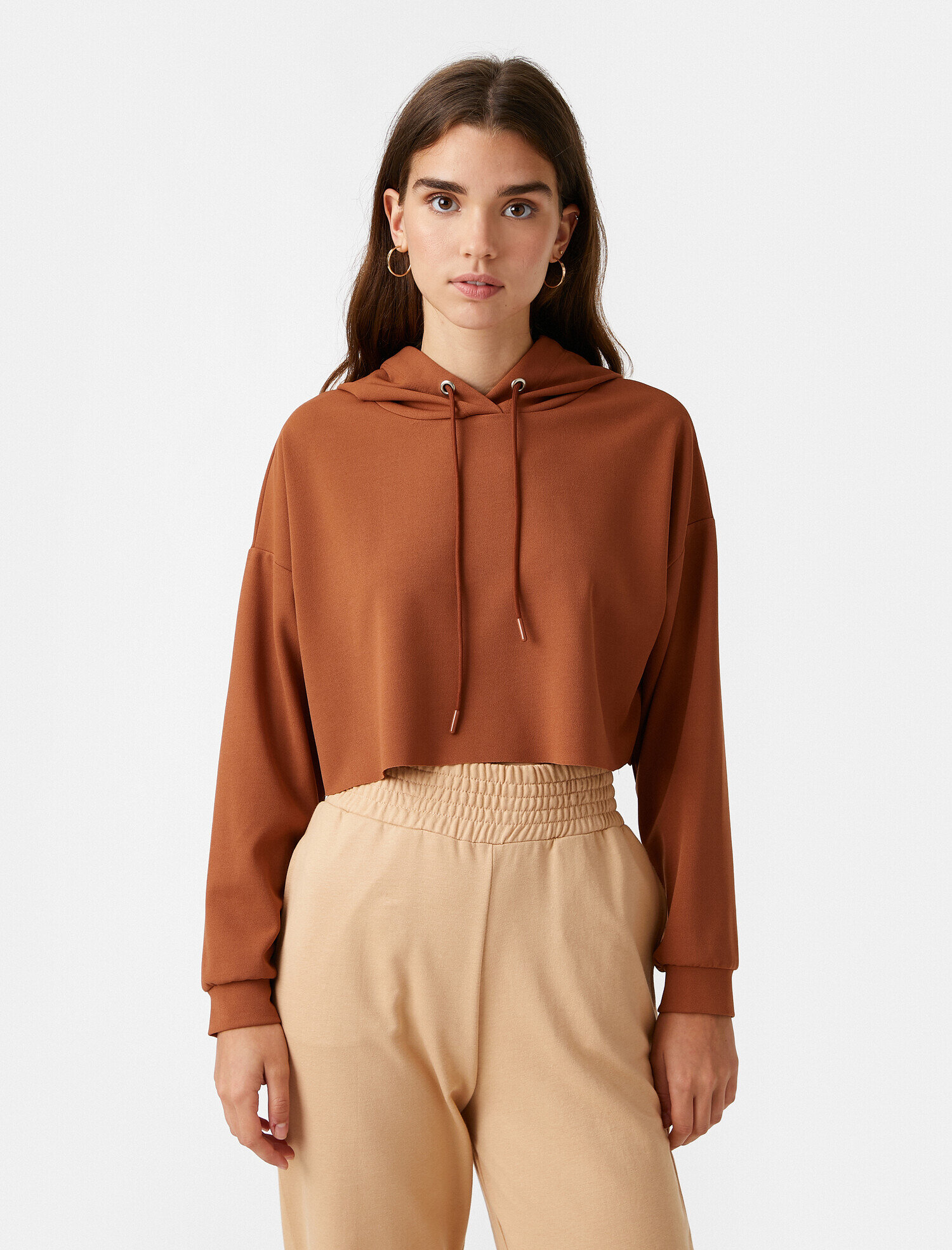   Kapüşonlu Crop Sweatshirt Basic
