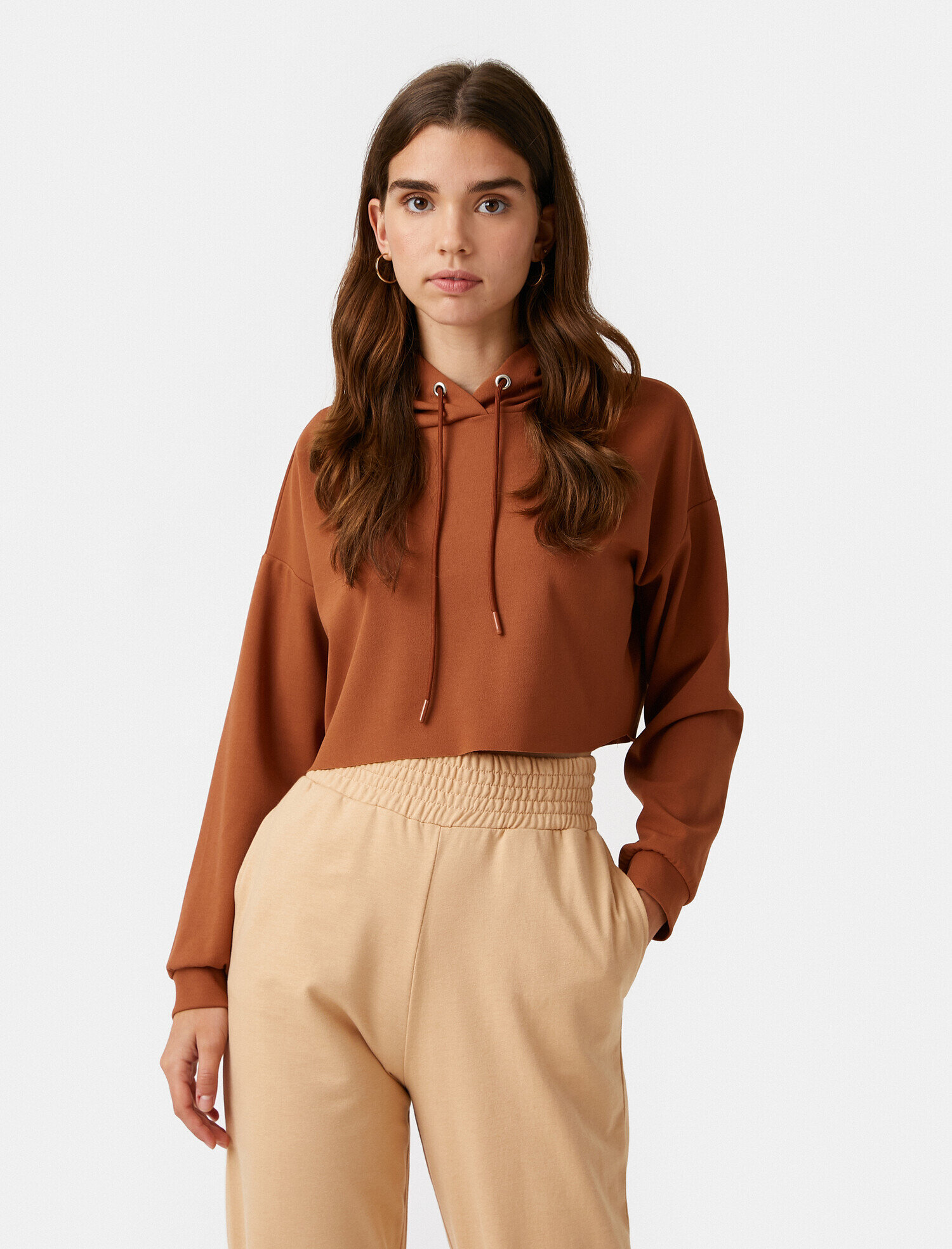   Kapüşonlu Crop Sweatshirt Basic