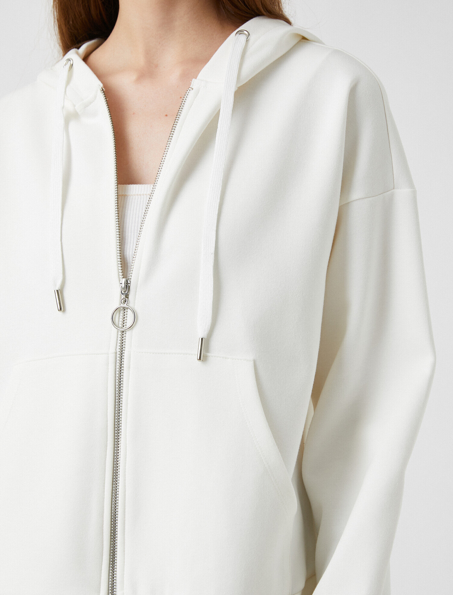   Fermuarlı Sweatshirt Kapüşonlu