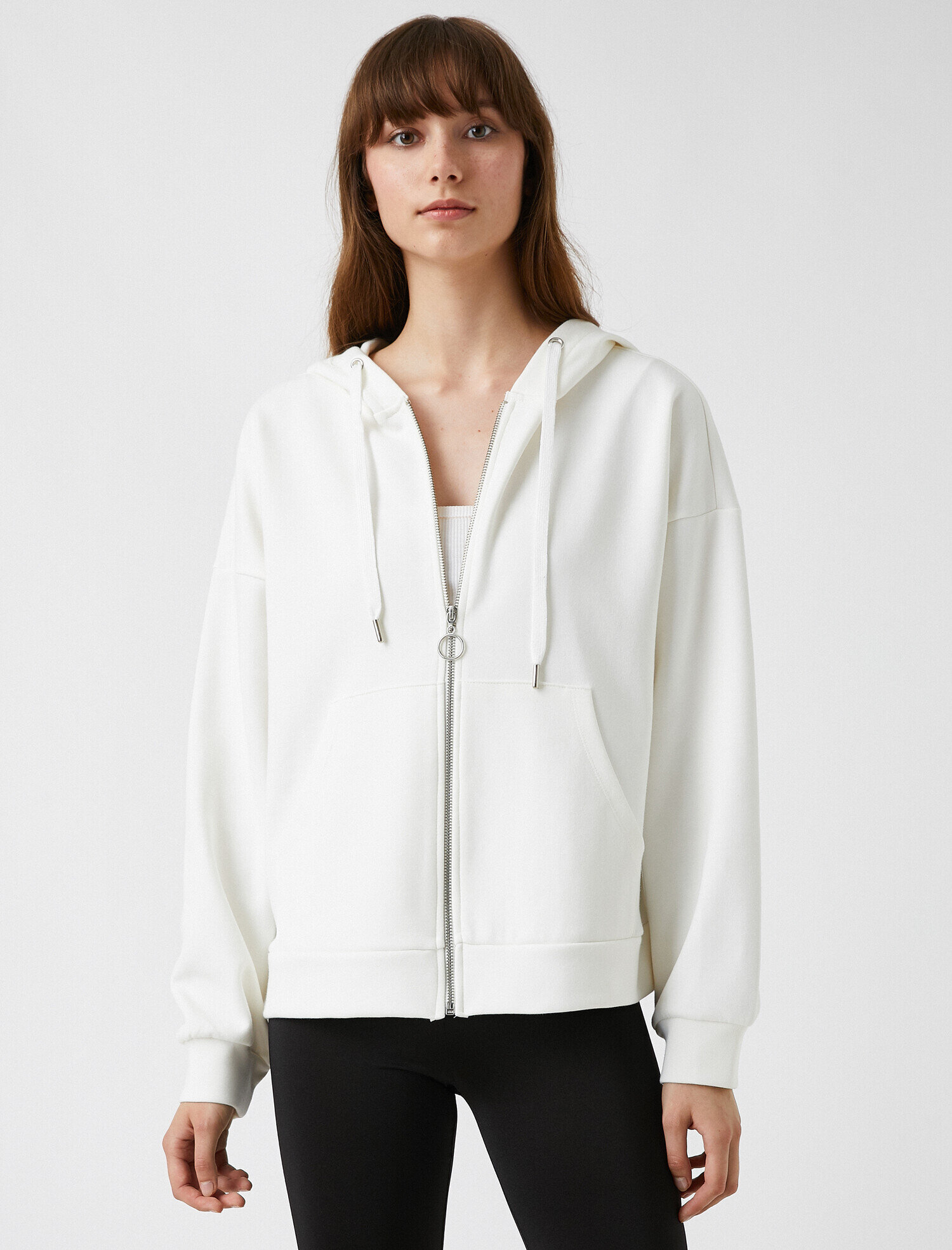   Fermuarlı Sweatshirt Kapüşonlu