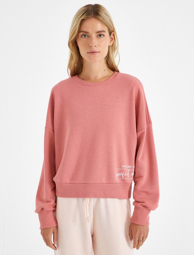   Baskılı Sweatshirt Bisiklet Yaka