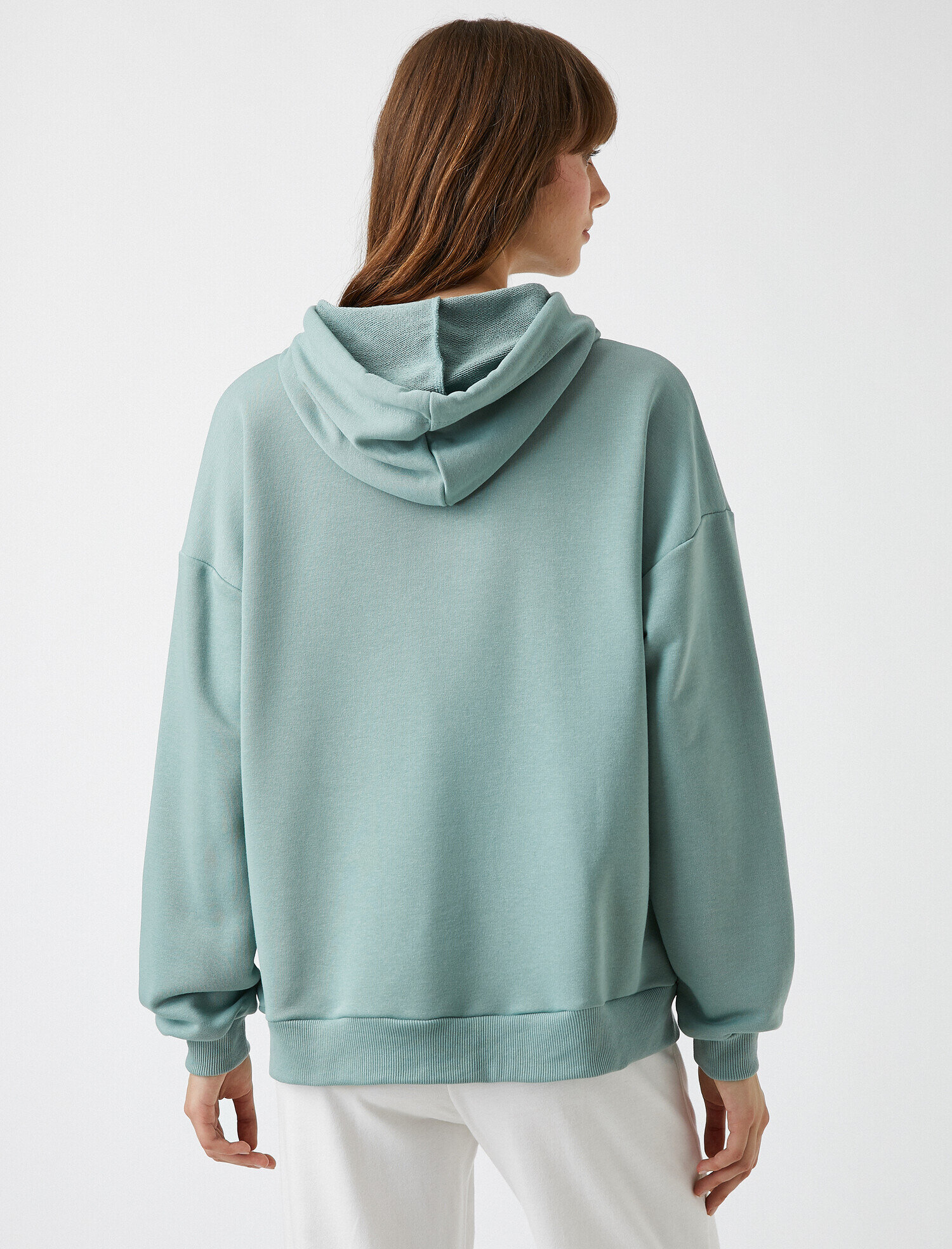   Baskılı Kapüşonlu Uzun Kollu Sweatshirt