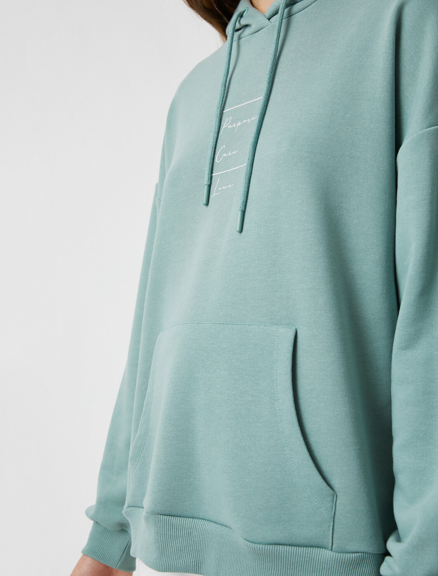   Baskılı Kapüşonlu Uzun Kollu Sweatshirt