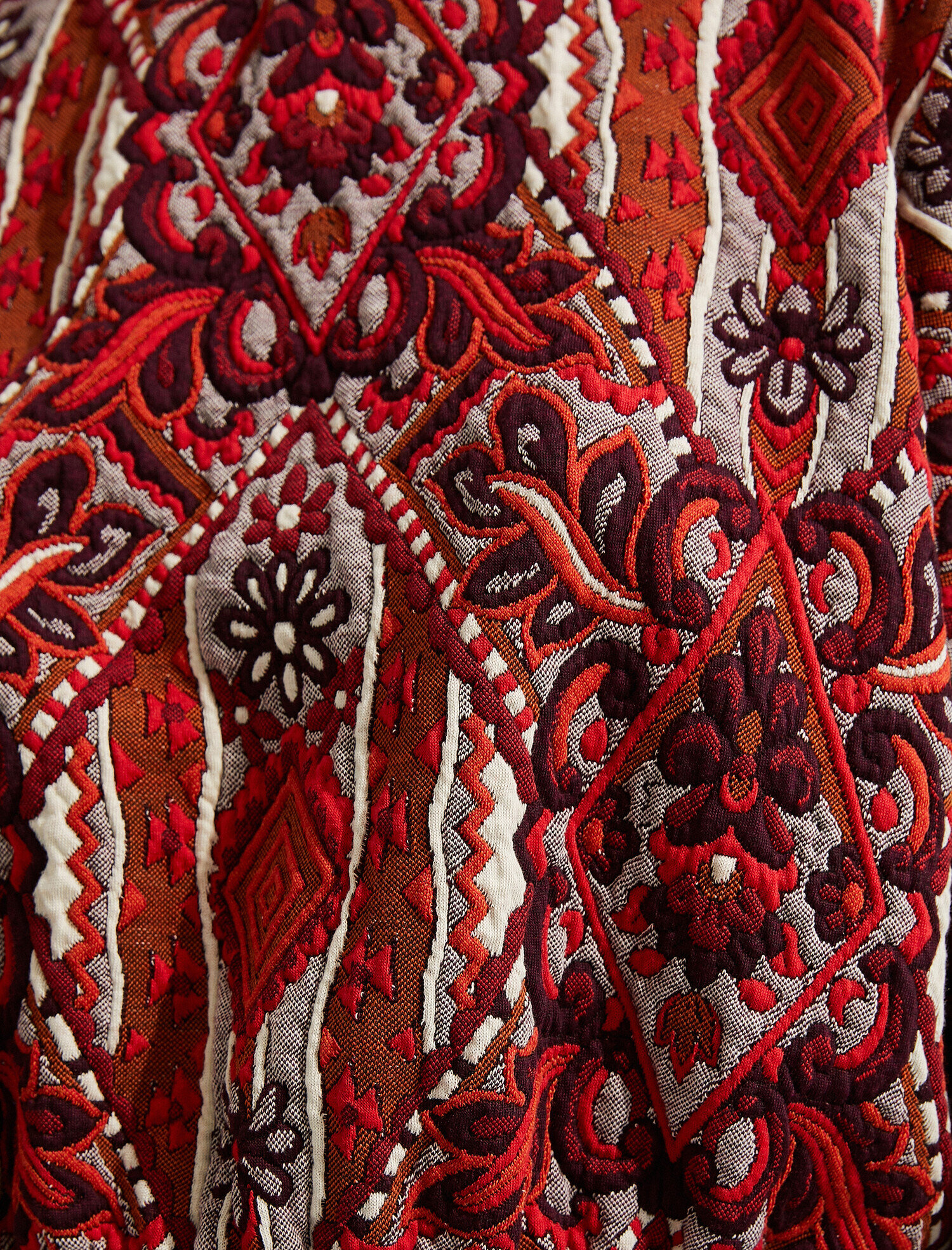   Etnik Desenli Yarım Balıkçı Yaka Beli Büzgülü Sweatshirt