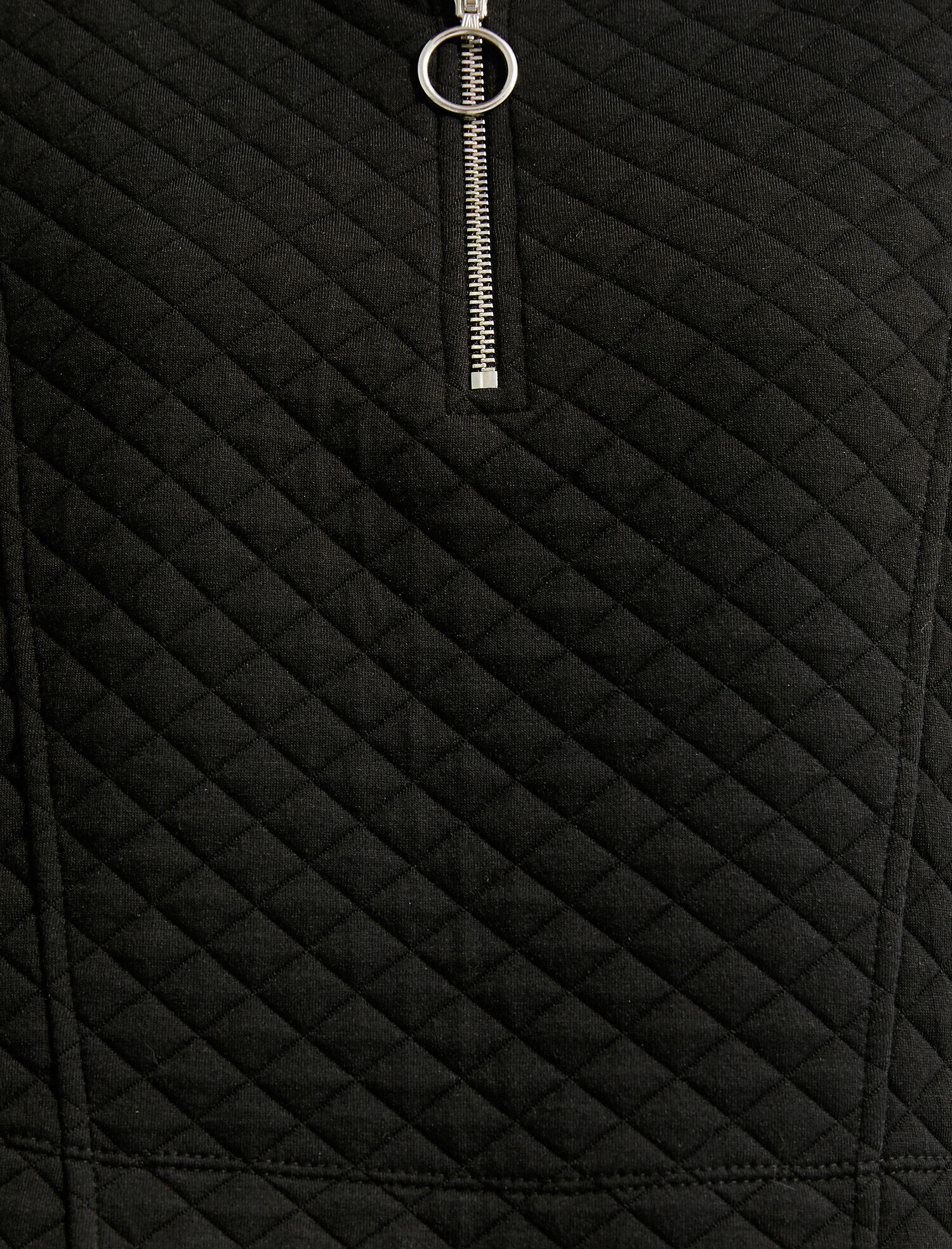   Fermuar Yaka Kapitoneli Uzun Kollu Sweatshirt