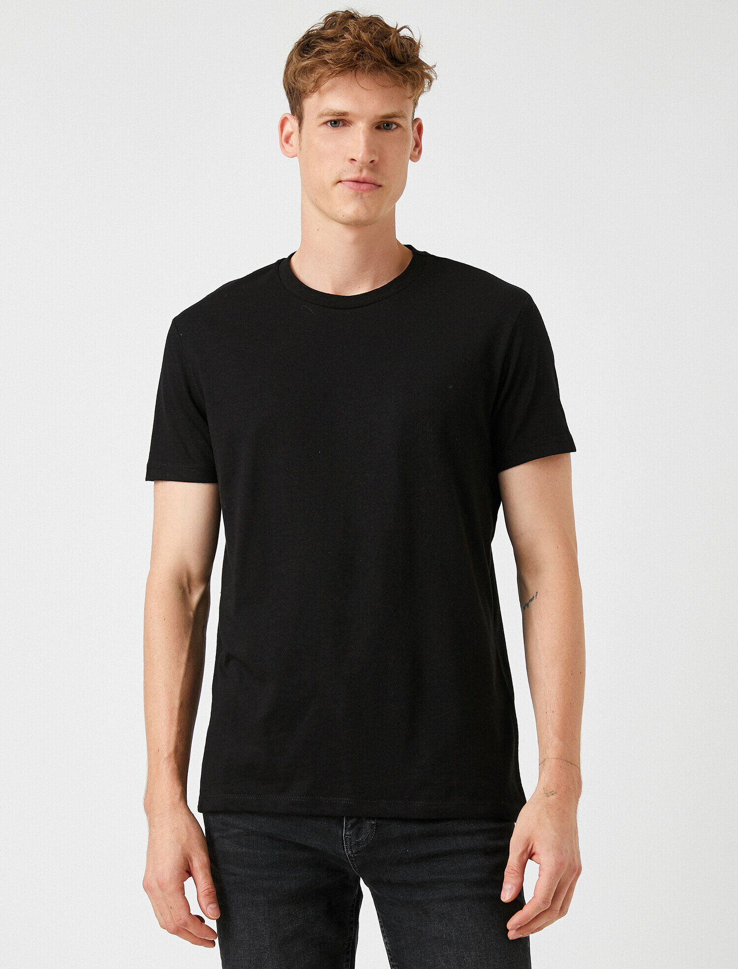   Bisiklet Yaka Tişört Pamuklu