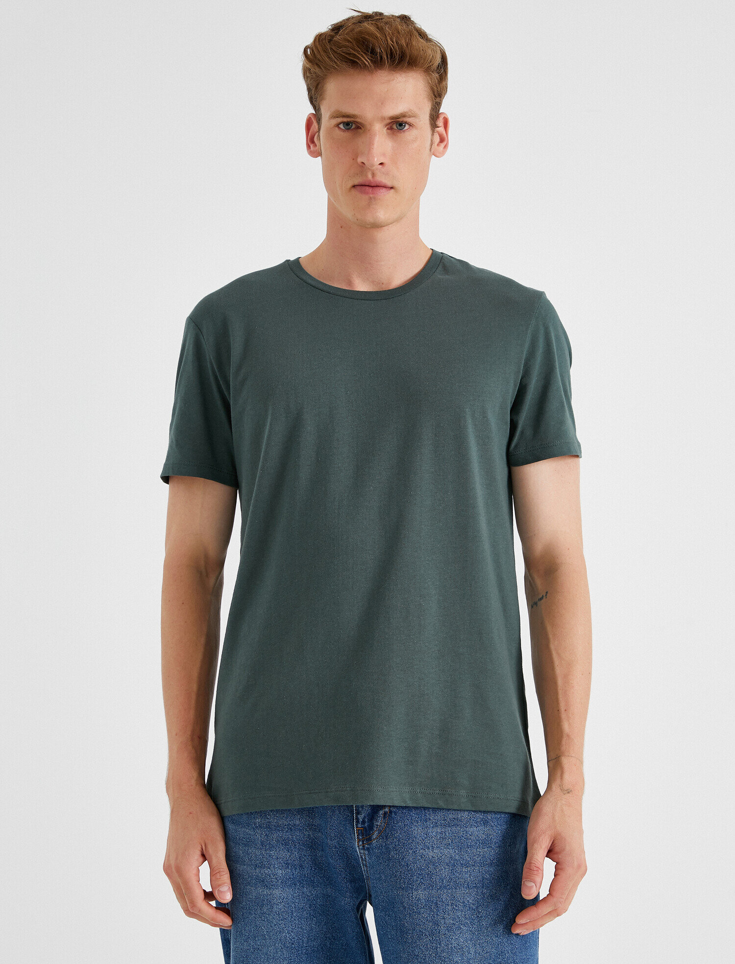   Bisiklet Yaka Tişört Pamuklu