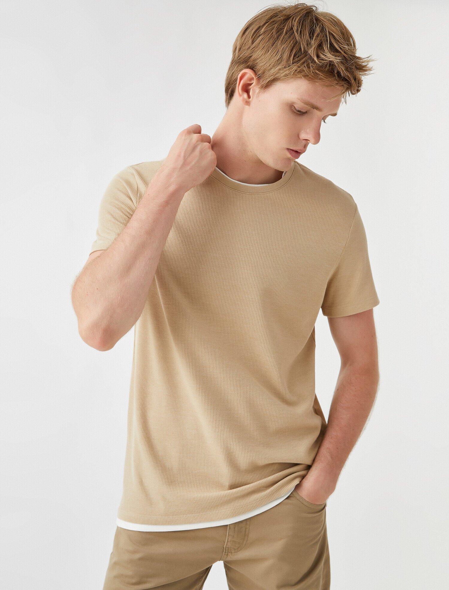   Basic Tişört Petek Dokulu