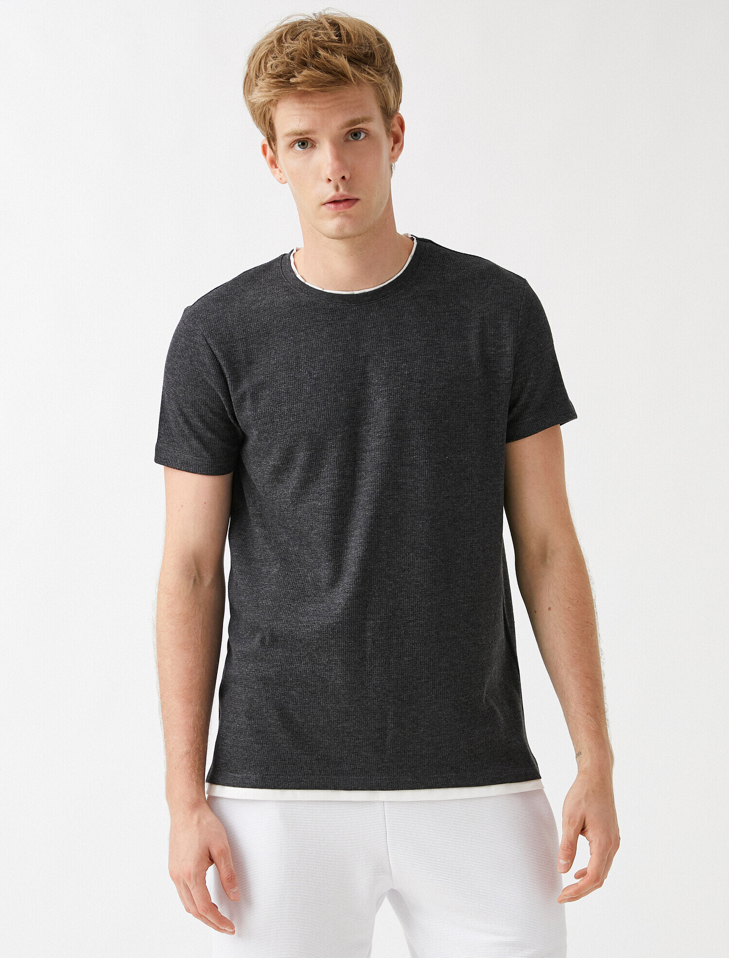   Basic Tişört Petek Dokulu