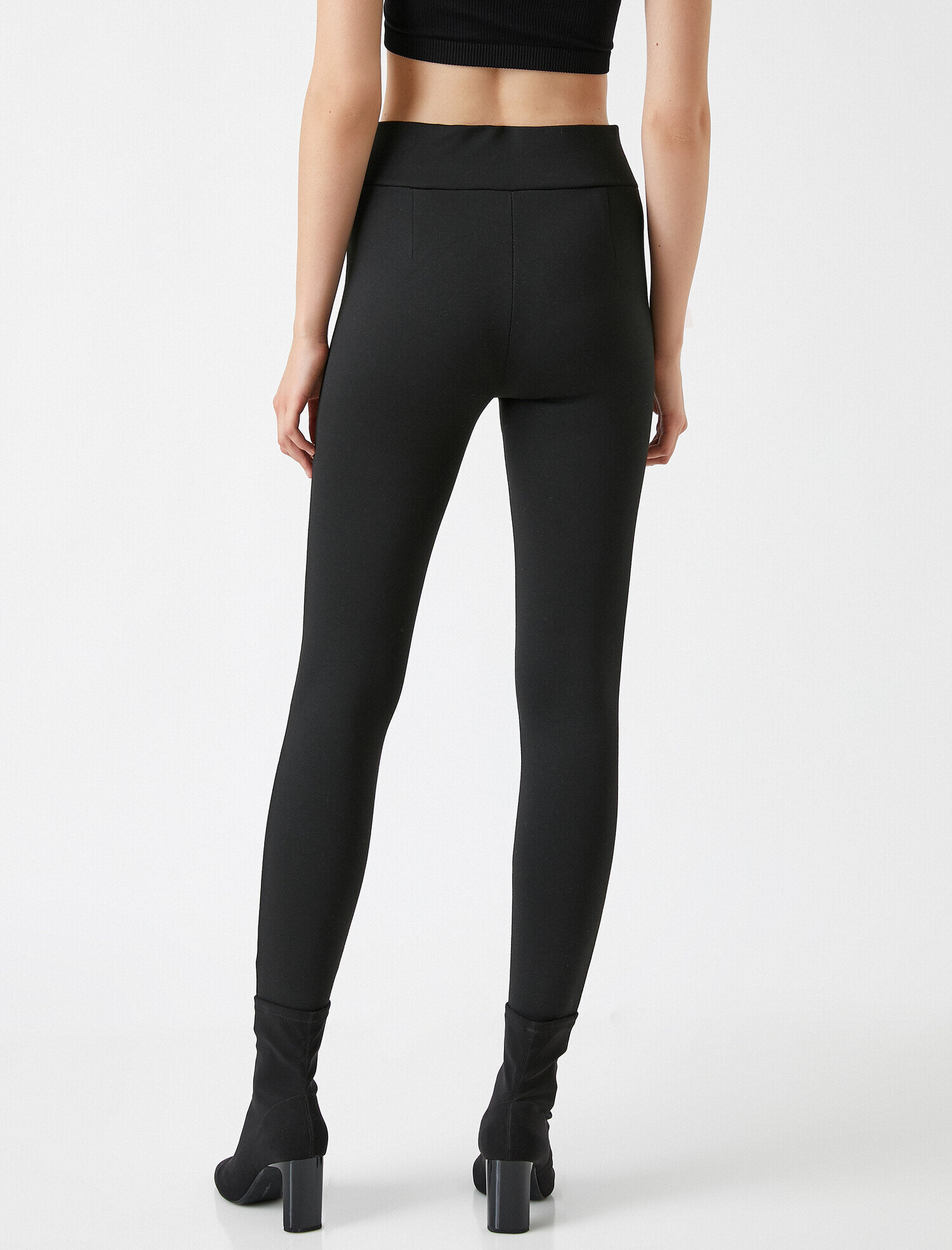   Yüksek Bel Düğme Detaylı Tayt