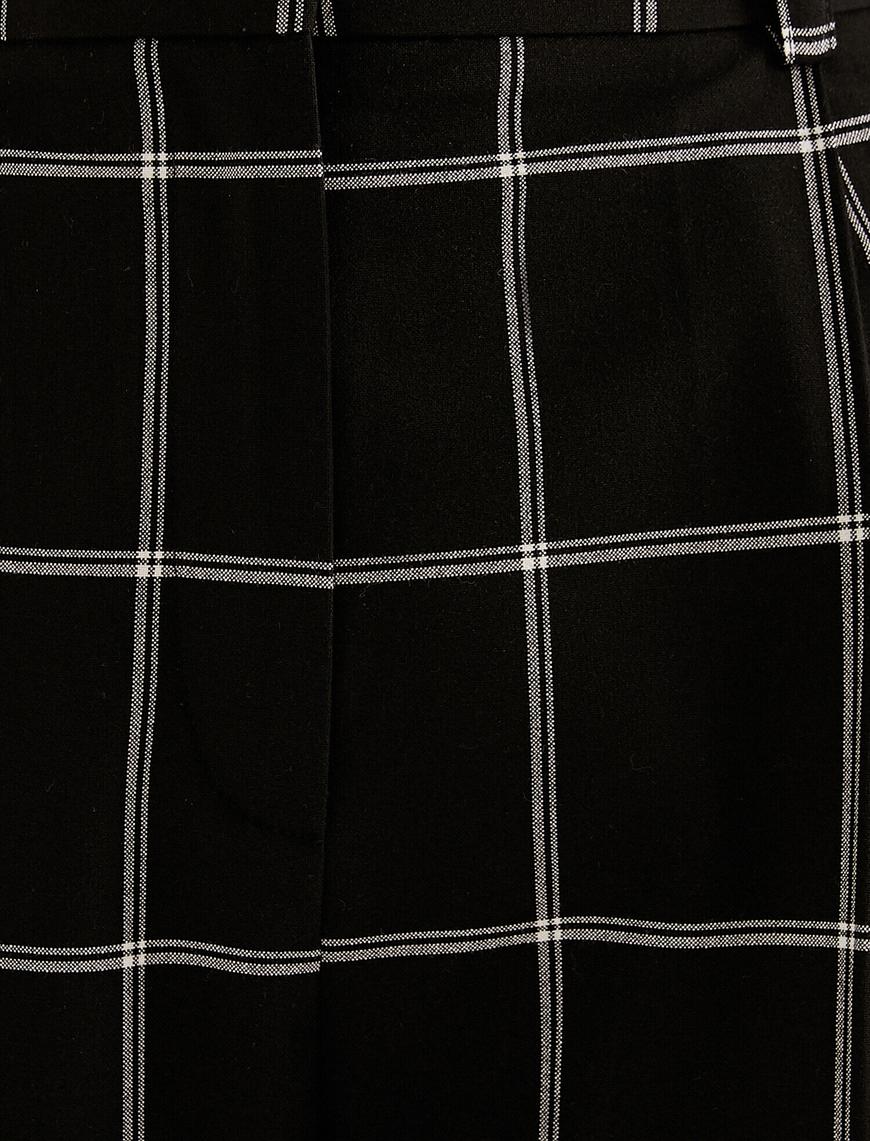   Yüksek Bel Ekoseli Oversize Pantolon