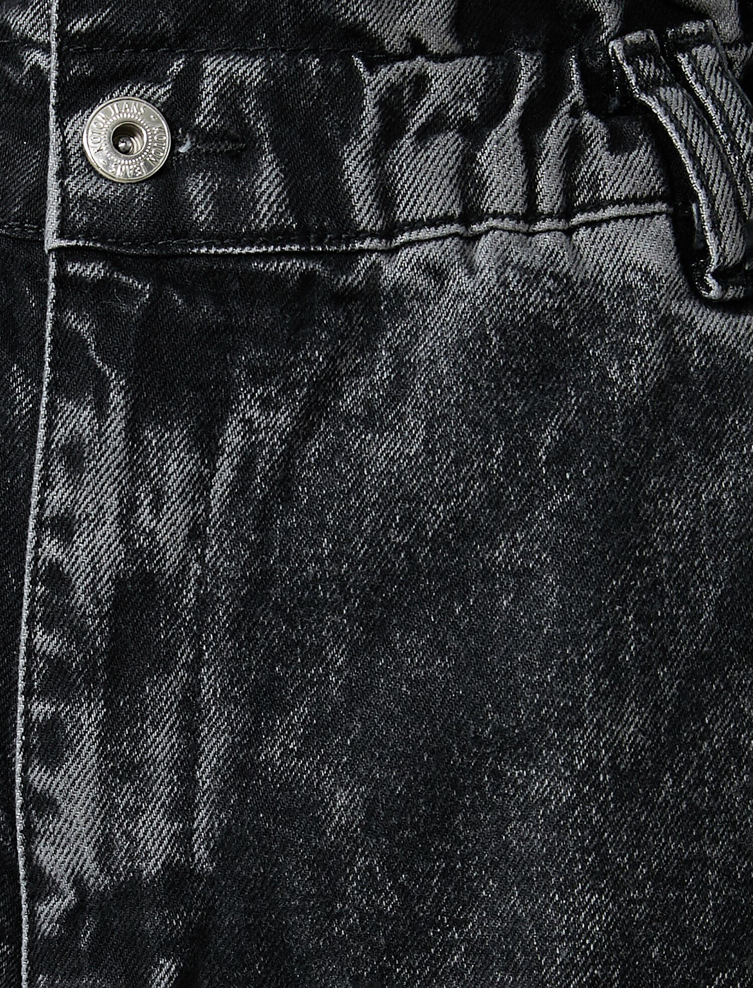   Yüksek Bel Beli Lastikli Kot Pantolon - Baggy Jean