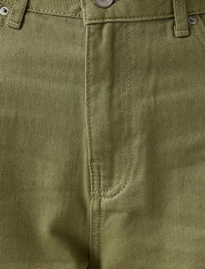   Bol Paçalı Yüksek Bel Yırtık Kot Pantolon