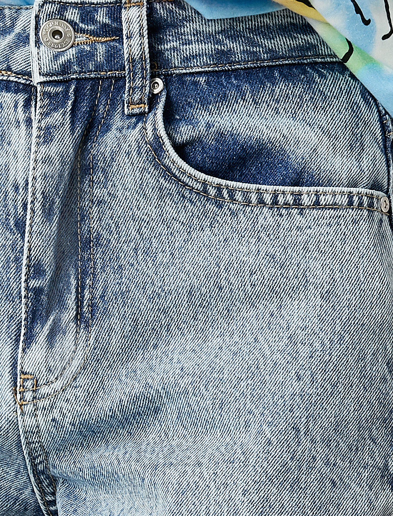   Yüksek Bel Dizi Yırtık Kot Pantolon - Mom Jean