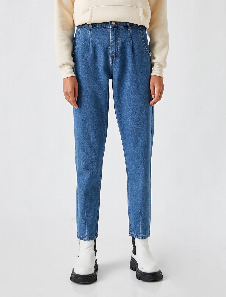   Yüksek Bel Normal Paça Kot Pantolon - Mom Jean