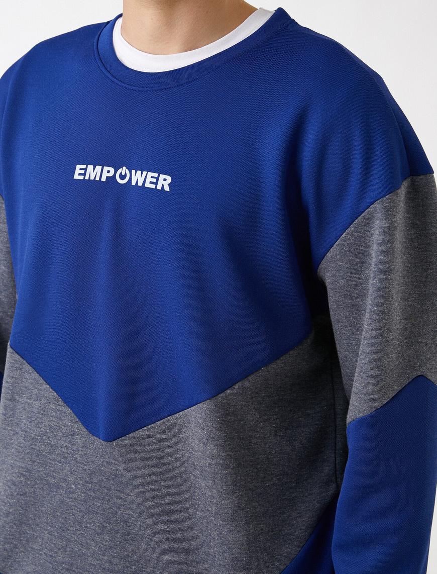   Sloganlı Spor Sweatshirt