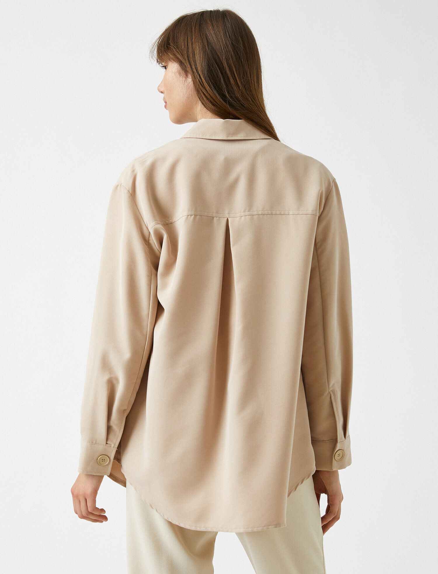   Oversize Gömlek Uzun Kollu Cepli