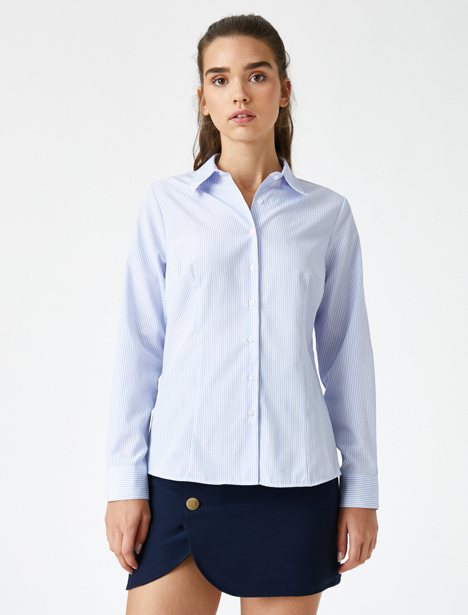   Çizgili Basic Uzun Kollu Gömlek