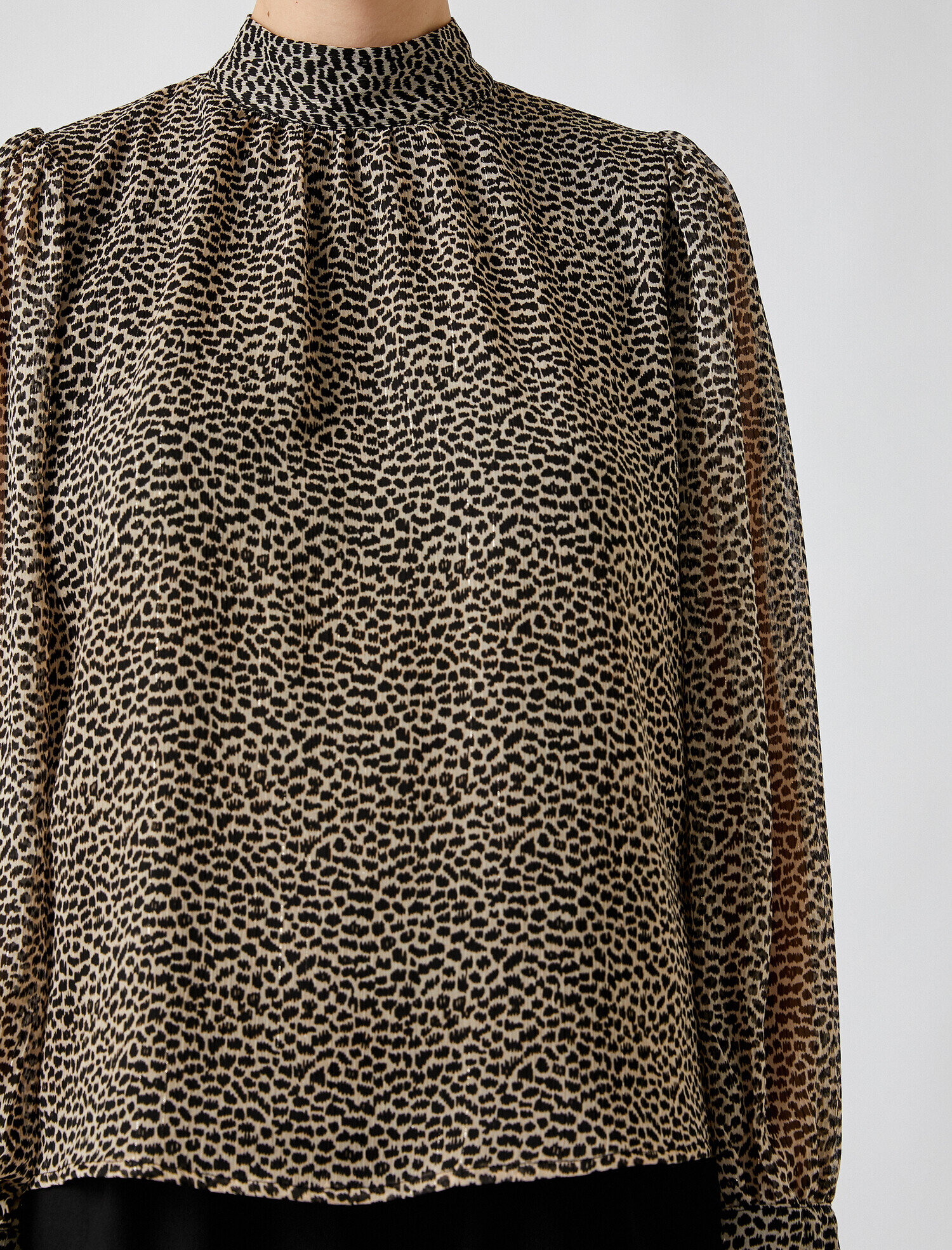 Leopar Desenli Bluz Uzun Kollu