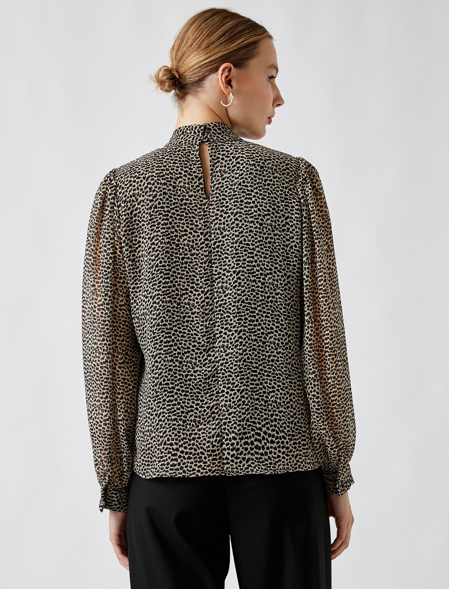 Leopar Desenli Bluz Uzun Kollu
