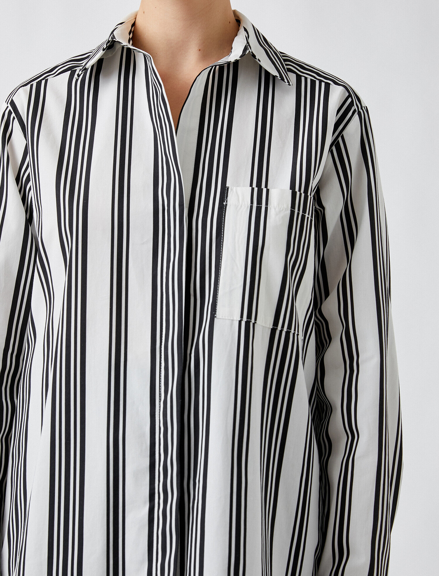   Çizgili Uzun Kollu Gömlek Pamuklu