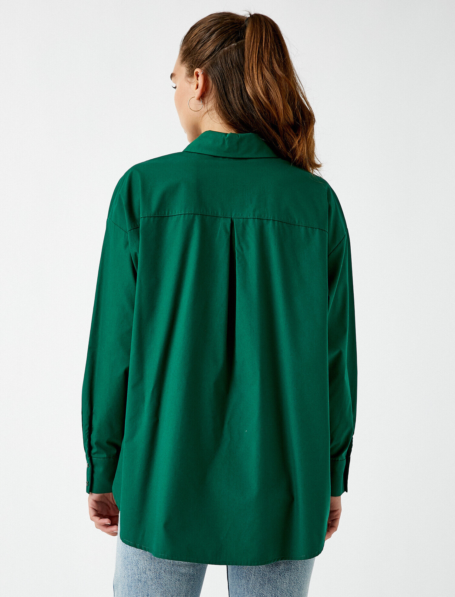   Oversize Pamuklu Gömlek Uzun Basic
