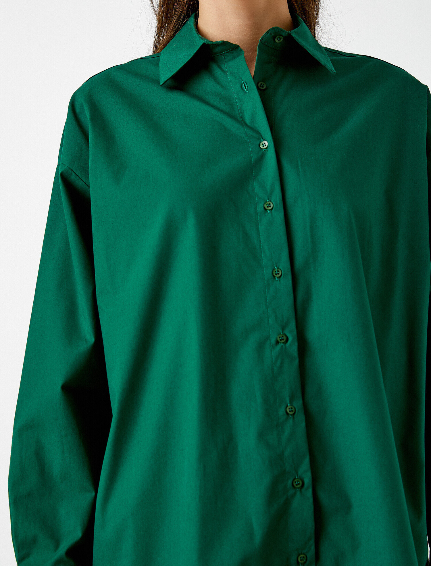   Oversize Pamuklu Gömlek Uzun Basic