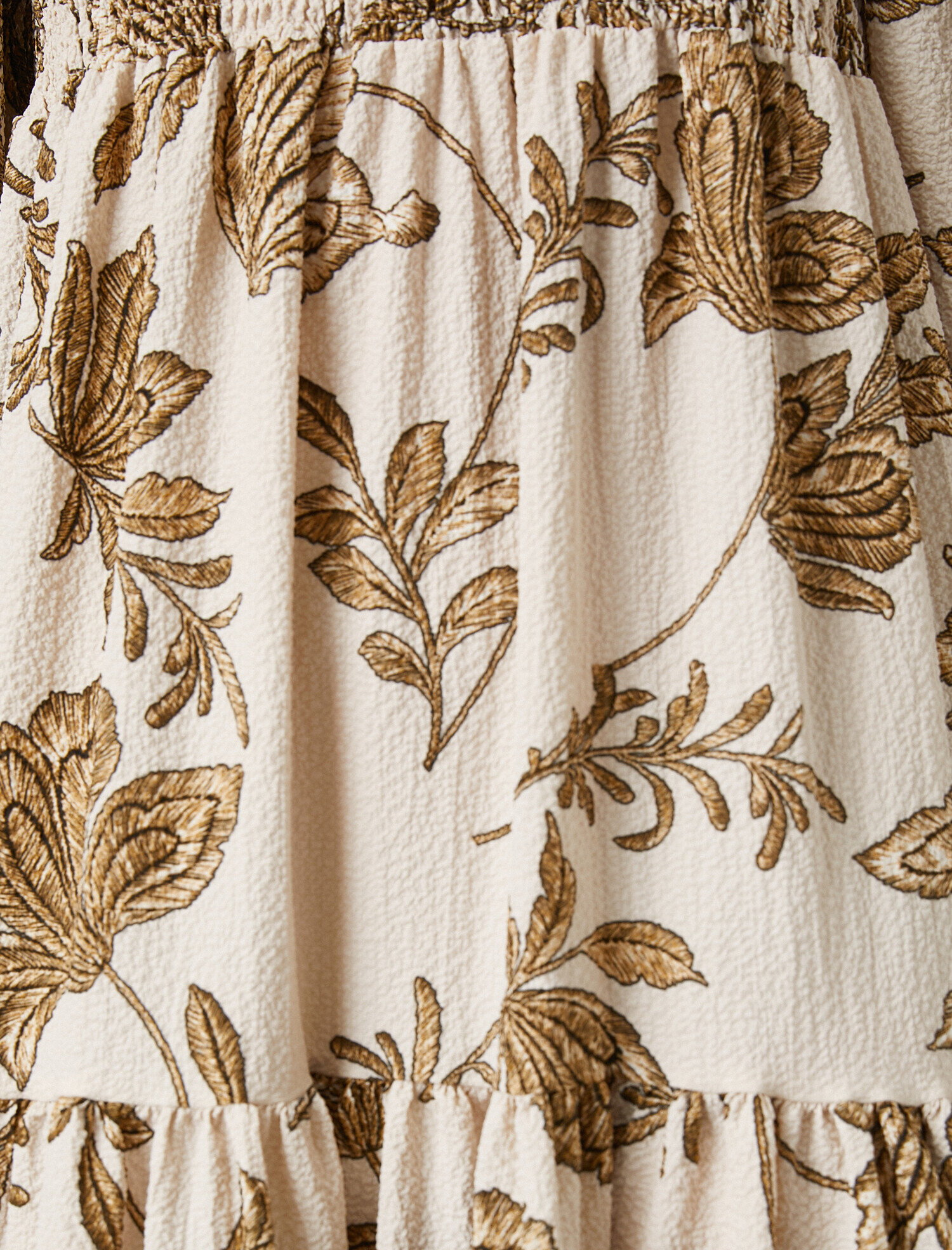   Çiçek Desenli Midi Elbise Gipeli 3/4 Kol Volanlı