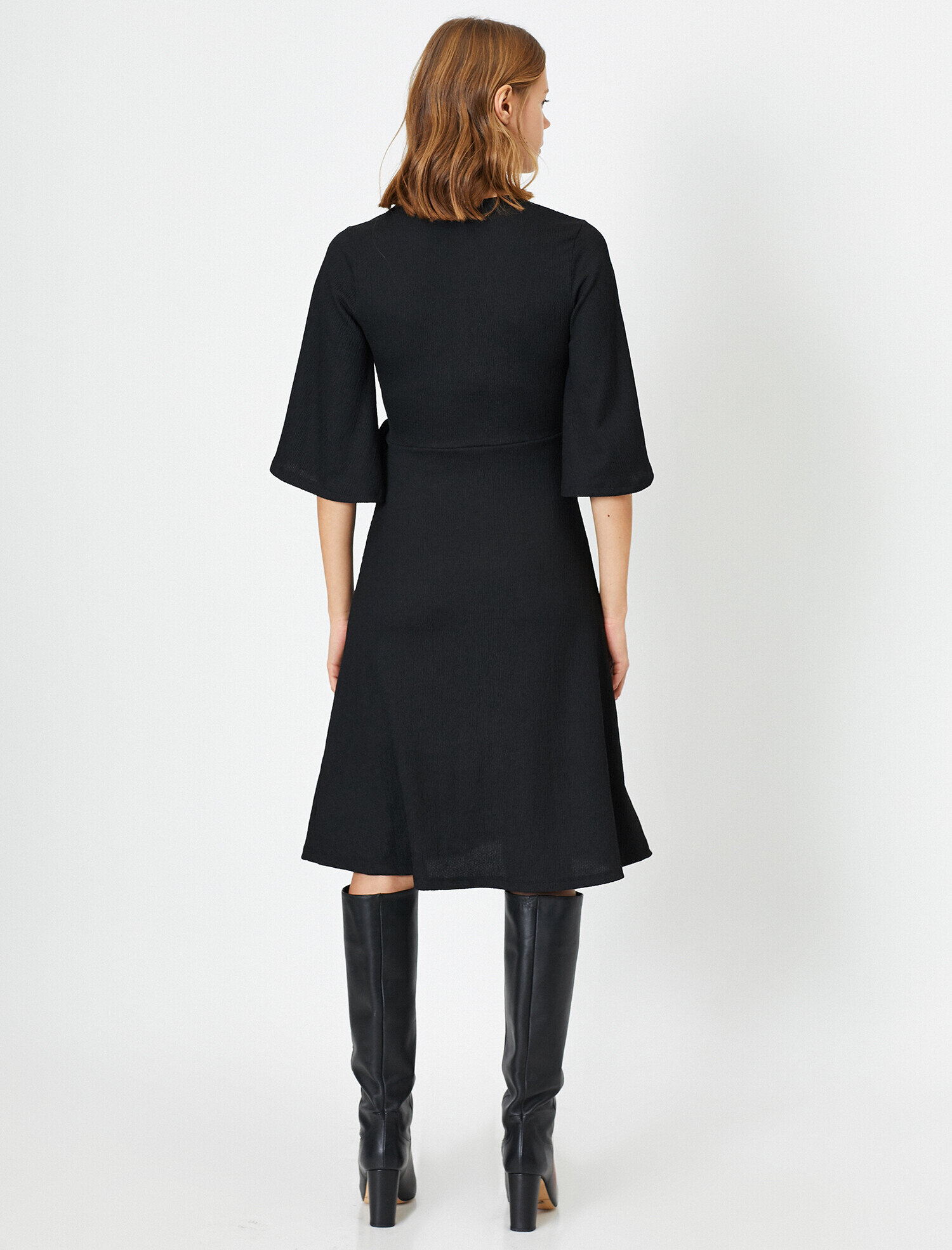   Midi Elbise Kruvaze Kuşak Detaylı